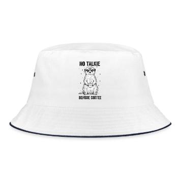 No conversation in front of coffee lover meerkat - Bucket Hat - white/navy - Front