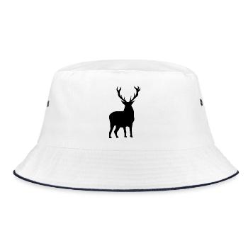 Hirsch - Bucket Hat - Weiß/Navy - Vorne