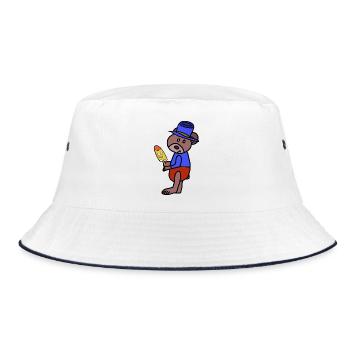 Bär Kinder Eis Teddys Teddybär Kind - Bucket Hat - white/navy - Front