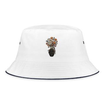 Flower Garnet Peace - Bucket Hat - white/navy - Front