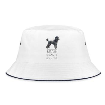 Poodle Low-Poly Art - Brain, beauty & curls - Bucket Hat - Weiß/Navy - Vorne