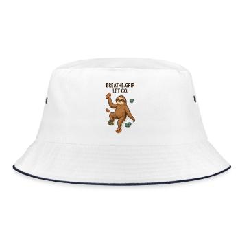 Zen Faultier: Grip Let Go Klettern - Bucket Hat - Weiß/Navy - Vorne