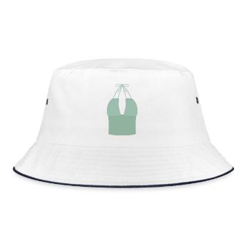 Mint Halter Bikini Top - Bucket Hat - white/navy - Front
