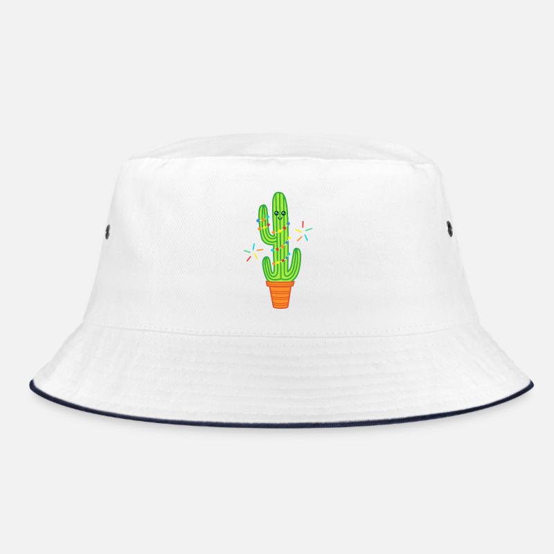 Cute Comic Cactus Green - Bucket Hat - white/navy