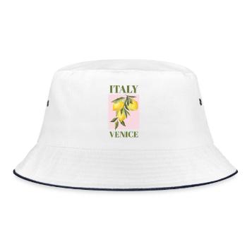 Italien Venedig Urlaub Strand Zitronen Venedig - Bucket Hat - Weiß/Navy - Vorne