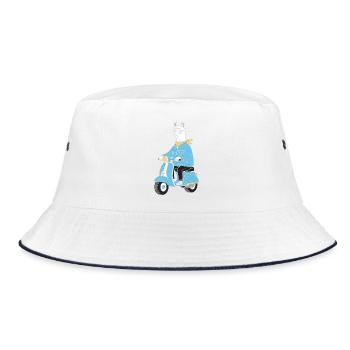 Trottinette en denim Lama - Bob - blanc/marine - Devant