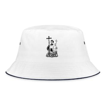 Serviam - Katholisch - Bucket Hat - Weiß/Navy - Vorne