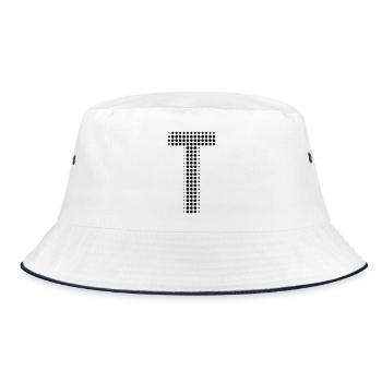Letter T – Dot Pattern Initial Design - Bucket Hat - white/navy - Front