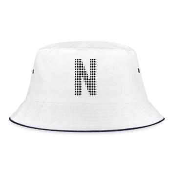 Letter N – Dot Pattern Initial Design - Bucket Hat - white/navy - Front