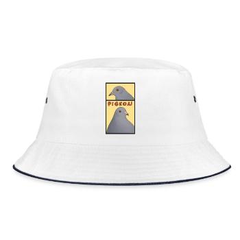 Pigeon Duo in Panels - Bucket Hat - white/navy - Front