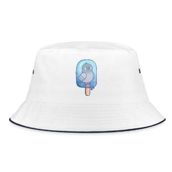 Lustige Taube eingefroren im Eispop-Sommerhumor - Bucket Hat - Weiß/Navy - Vorne