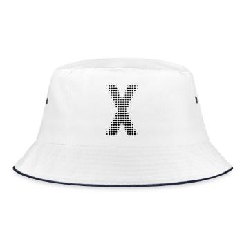 Letter X – Dot Pattern Initial Design - Bucket Hat - white/navy - Front