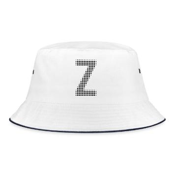 Letter Z – Dot Pattern Initial Design - Bucket Hat - white/navy - Front