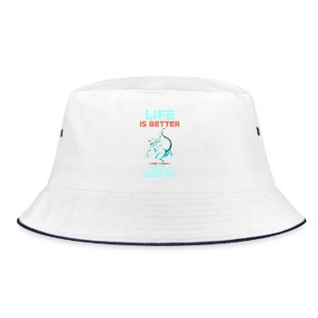 Life is more beautiful with a naked, hairless - Bucket Hat - white/navy - Front