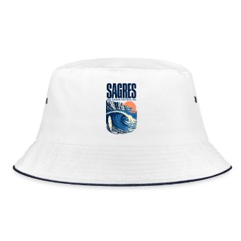 Sagres Dawn Patrol Surfing Algarve Atlantic Coast - Bucket Hat - white/navy - Front