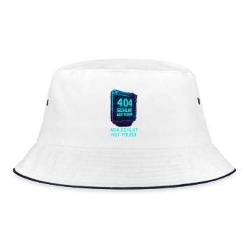 404 Schlaf Not Found Neon - Bucket Hat - Weiß/Navy - Vorne