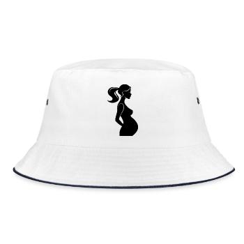 Schwangere Frau - Bucket Hat - Weiß/Navy - Vorne