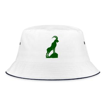 Steinbock-Silhouette auf Fels - Bucket Hat - Weiß/Navy - Vorne