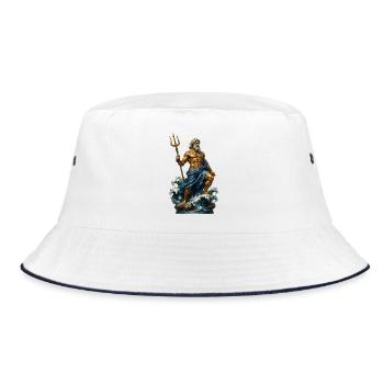 Poseidon: Wellenkönig auf See - Bucket Hat - Weiß/Navy - Vorne