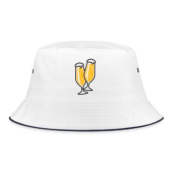 Pilsglas Schlank (Bier / Pils / Biertulpe / 2C) - Bucket Hat - Weiß/Navy - Vorne