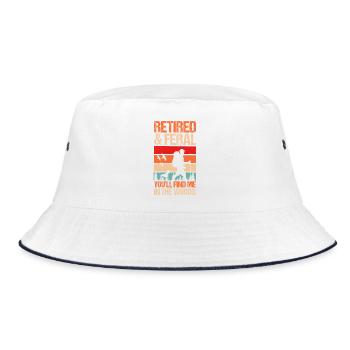 Hiking Mountain Trail Backpacking Outdoors Retired - Bucket Hat - Weiß/Navy - Vorne