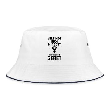 Verbinde dich mit Gott - Gebet WLAN - Bucket Hat - Weiß/Navy - Vorne