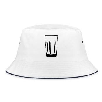 Glas Gastronomie Barkeeper Geschenk - Bucket Hat - Weiß/Navy - Vorne