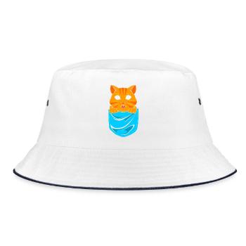 tabby cat - Bucket Hat - white/navy - Front