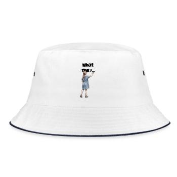 Girl Painting WTF Statement Artwork - Bucket Hat - white/navy - Front