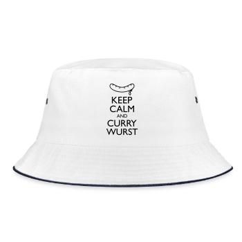 Keep calm and Curry Sausage - Bucket Hat - white/navy - Front