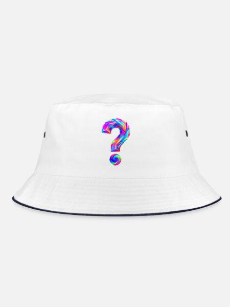 Fragezeichen - Bucket Hat - Weiß/Navy - Vorne