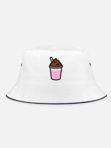 Iced Coffee Smoothie Logo - Bucket Hat - white/navy - Front