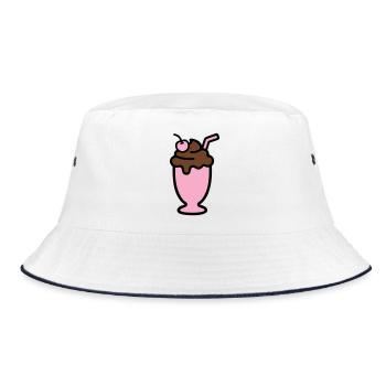 Milchshake Eiscreme Icon - Bucket Hat - white/navy - Front