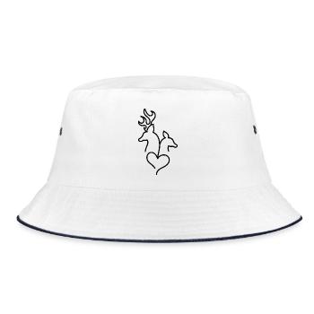 Deer and roe deer with heart - Bucket Hat - white/navy - Front