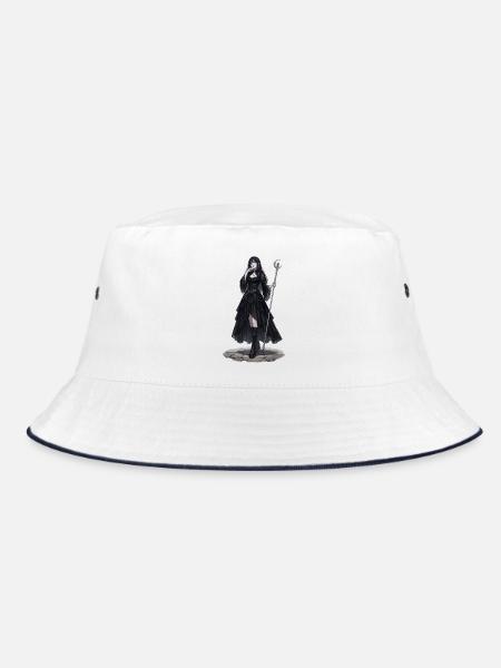 Gothic Hexenkönigin mit Stab - Bucket Hat - Weiß/Navy