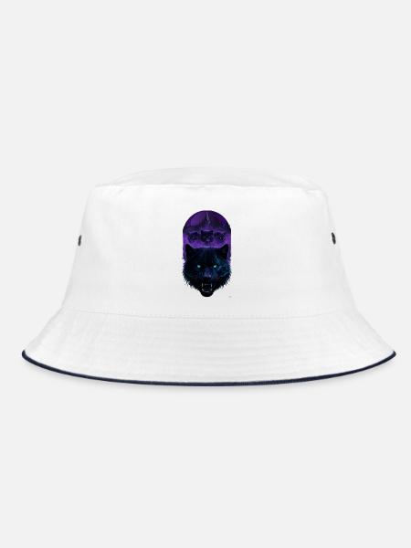 Das Design der violetten Mond der vier dunklen Kreaturen des Biests - Bucket Hat - Weiß/Navy