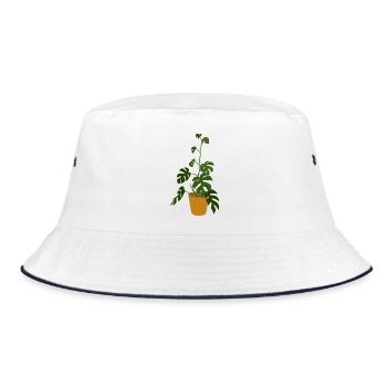 Monstera Deliciosa - Bucket Hat - Weiß/Navy - Vorne