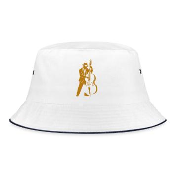 Retro Jazz Upright Bassist Silhouette - Bucket Hat - Weiß/Navy - Vorne