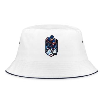 Eisjäger 86 – Hockey-Action - Bucket Hat - Weiß/Navy - Vorne