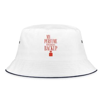 My Perfume Brought Backup - Bucket Hat - Weiß/Navy - Vorne