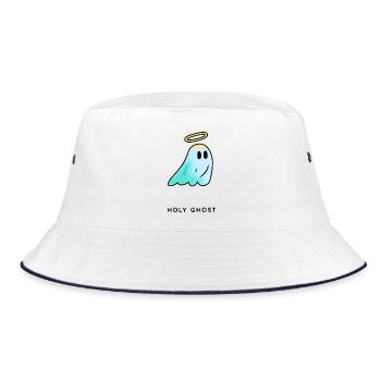Haly Ghost: Sanfter Leuchtgeist - Bucket Hat - Weiß/Navy - Vorne