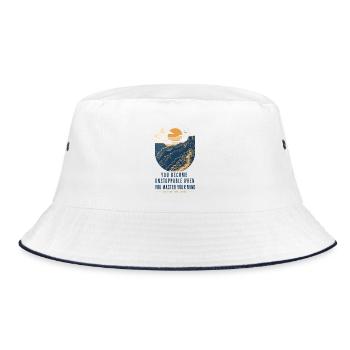 Motivational Quote – Motivation & Mindset - Bucket Hat - Weiß/Navy - Vorne