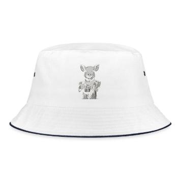 Schwein jubelt im Anzug - Bucket Hat - Weiß/Navy - Vorne