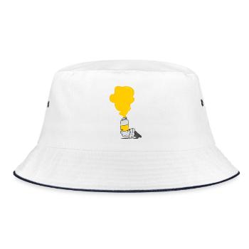 Eine Wolke Gelber Farbe Quilled Aus Der Farbtube - Bucket Hat - Weiß/Navy - Vorne