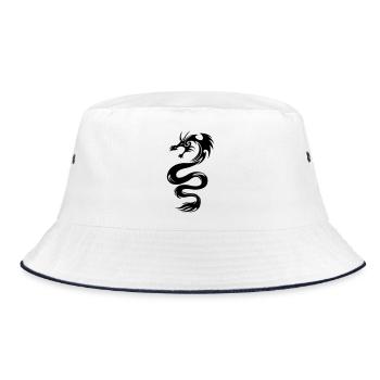 Drache - Bucket Hat - Weiß/Navy - Vorne