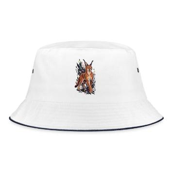 Karakal mit kristallinen Mitternachtsfunken - Bucket Hat - Weiß/Navy - Vorne