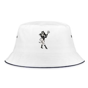 HÖLLE AUF ABSÄTZEN - Bucket Hat - Weiß/Navy - Vorne