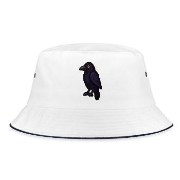 Dunkler Rabe im Purpurlicht - Bucket Hat - Weiß/Navy - Vorne