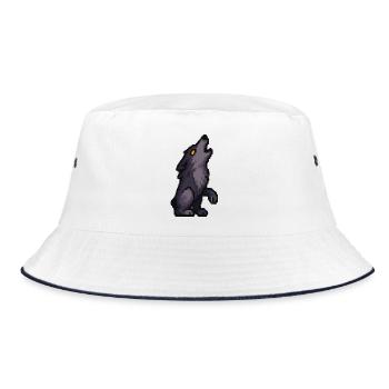 Mondwolf-Silhouette in Dunkler Palette - Bucket Hat - Weiß/Navy - Vorne