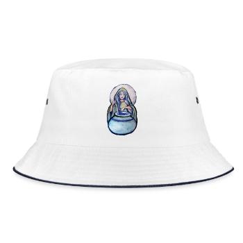 Mondbeschienener Kessel-Mystiker - Bucket Hat - Weiß/Navy - Vorne